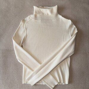 Off-White Ribbed Long Sleeve Turtleneck from Urban Outfitters